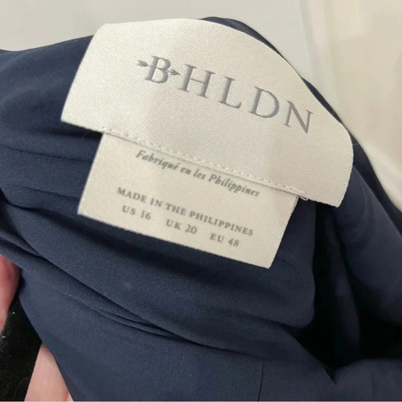 BHLDN navy Miranda crepe dress one shoulder size 16 - Picture 9 of 12